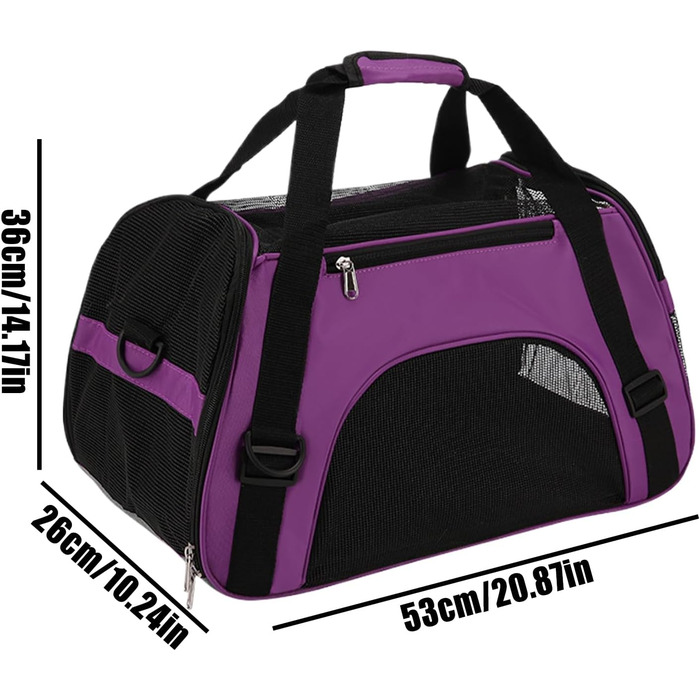 Сумка-переноска для тварин, портативна, для цуценят, дихаюча, неслизька, для подорожей, прогулянок та хандерінгу на природі, фіолетова