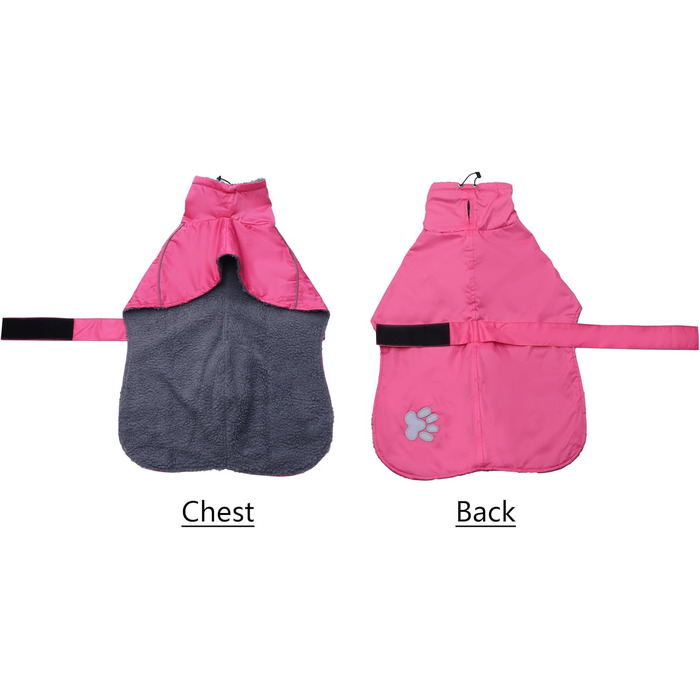 Дощовик для грейхаундів Geyecete: водонепроникний, теплий, з плюшевою підкладкою, для великих собак, розмір XL/XXL, рожевий