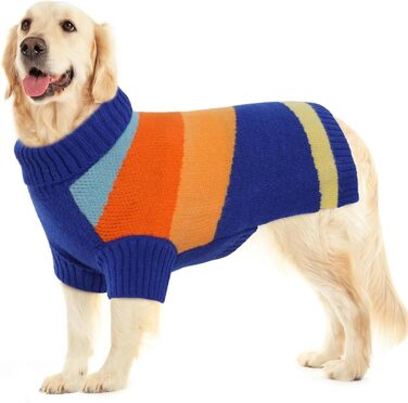 Вовняний пуловер для собак великих порід, теплий ролkragen, блакитний, XXXXL