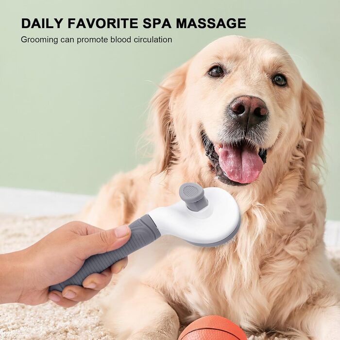 Щітка для вичісування котів та собак, самоочисна - м'який інструмент для догляду за довгою та короткою шерстю, видаляє відмерле підшерстя з масажем, щітка для домашніх тварин для контролю випадіння шерсті