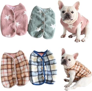 Теплий флісовий теплий одяг для собак великих порід, таких як Французький бульдог, Коргі, Мопс, Бульдог, Бультер'єр, Шіба та інші - зимова куртка, колір блакитний, розмір L: обхват грудей 58-64 см, блакитний