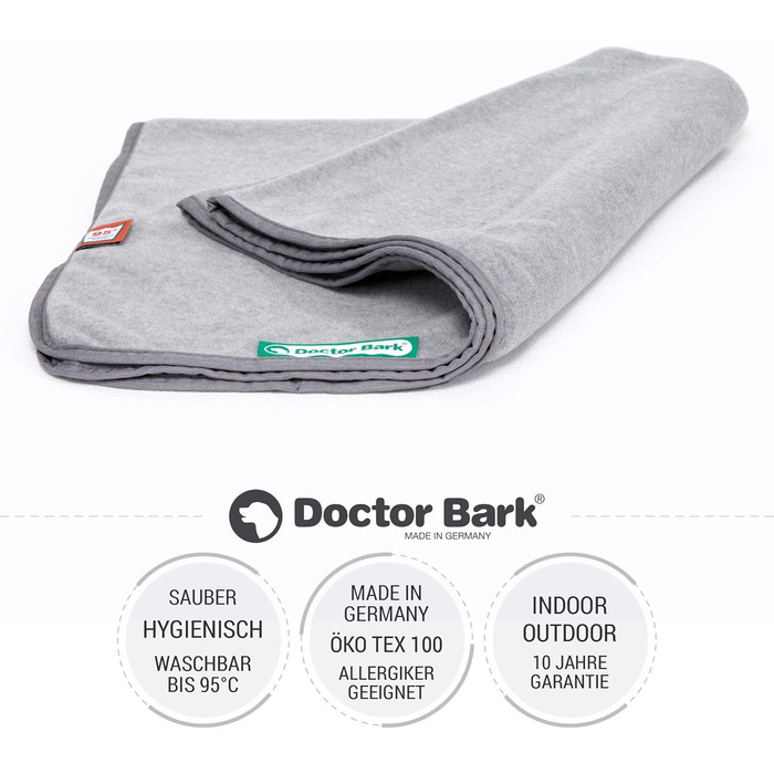 Doctor Bark м'яка флісова ковдра для собак, гіпоалергенна, пральна до 95°C, для дивану та лежака, 100x70 см, світло-сіра, Німеччина
