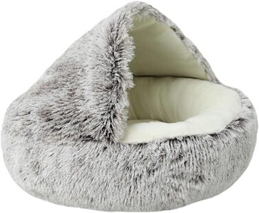 Кругле лежанка для собак та котів Lingxiya, 80 см, коричневий, з антиковзною основою