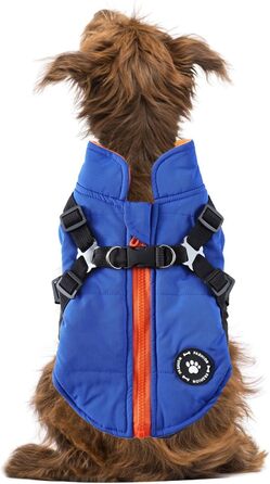 Теплий зимовий одяг для собак: куртка-жилет з шлейкою, блакитна, розмір S