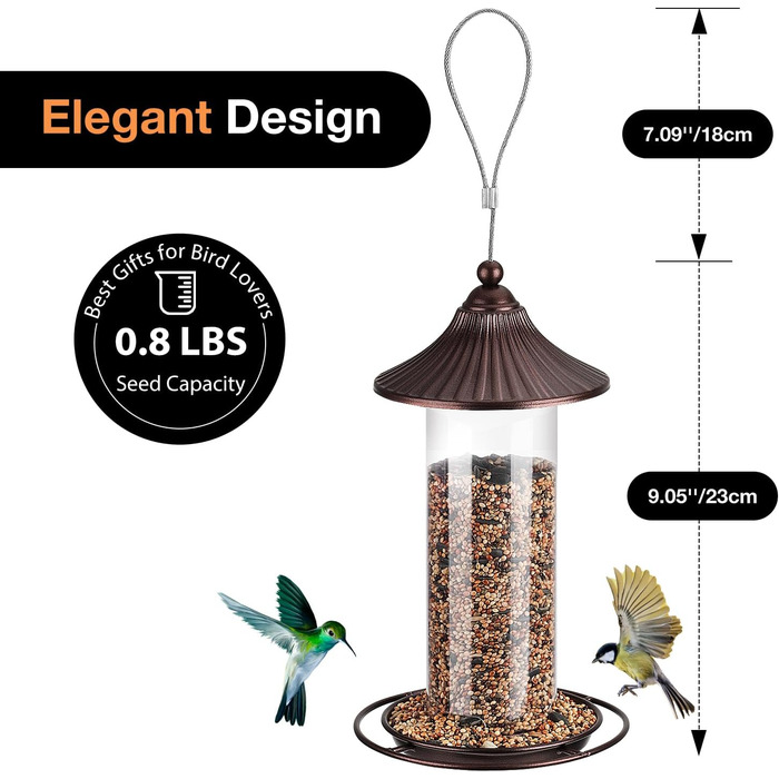 Металевий годівник для птахів, підвісний, 0,36 кг - цілорічне годування, для саду та тераси