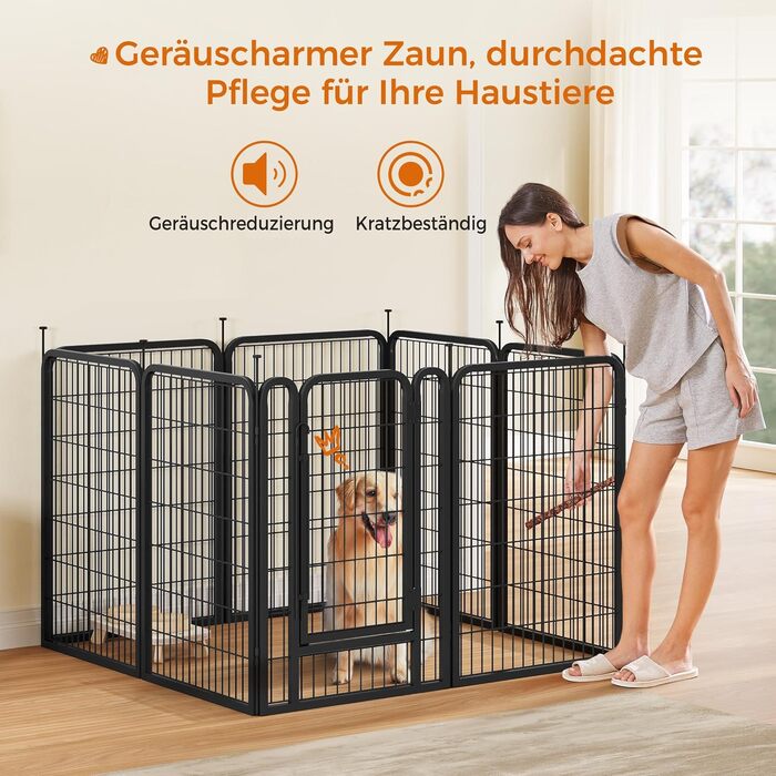 Вольєр для собак Yaheetech 8-секційний, 80 см, для квартири та саду, з'єднання з круглим головою, складаний, без інструментів (100 см висота)