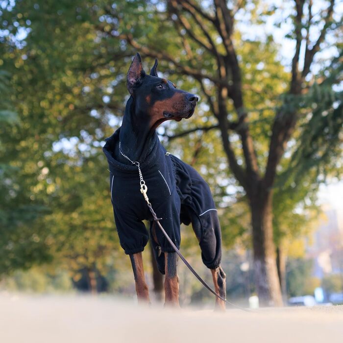 Чорна зимова куртка для собак, XL, фліс, блискавка, для великих, середніх та малих порід