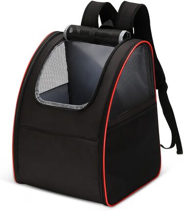 Рюкзак для тварин Allsopets: зручний та дихаючий для котів та собак, ідеальний для подорожей, прогулянок та походів (чорний/червоний)