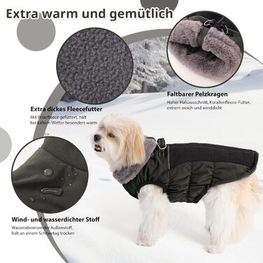 Теплий зимовий одяг для собак: вітронепроникний теплий одяг для собак з світловідбиваючими елементами, з блискавкою, зелений, XL