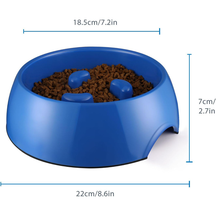 Миска для собак Flexzion Slow Feed, антиковзка, 600 мл – годівниця для цуценят і домашніх тварин, проти ковтання, три стовпчики, пластикова