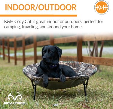 К&H Pet Products Підвищене затишне ліжко для тварин, Realtree Edge, велике, 76 см, 76 x 76 x 43 см