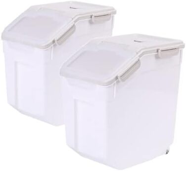 Контейнер для зберігання корму для собак великого об'єму (13,6 кг) з ложкою та мірним стаканчиком, 2 шт. (сірий)