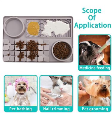 Килимок для повільного годування собак, антистрес, для грумінгу, сірий