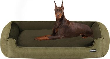 Ліжко для собак, м'яке, знімний чохол, сірий, 90 x 75 x 25 см / 120 x 90 x 30 см (оливковий)