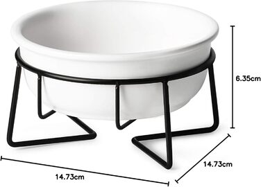 КерамІчна годівниця для котів з металевим підставкою, 340 мл, біла