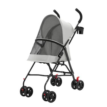 Візок для собак Homewell 2в1: візок-будка з підсклянниками, складаний, з гальмом та захистом від дощу, для прогулянок з домашніми тваринами (сірий)