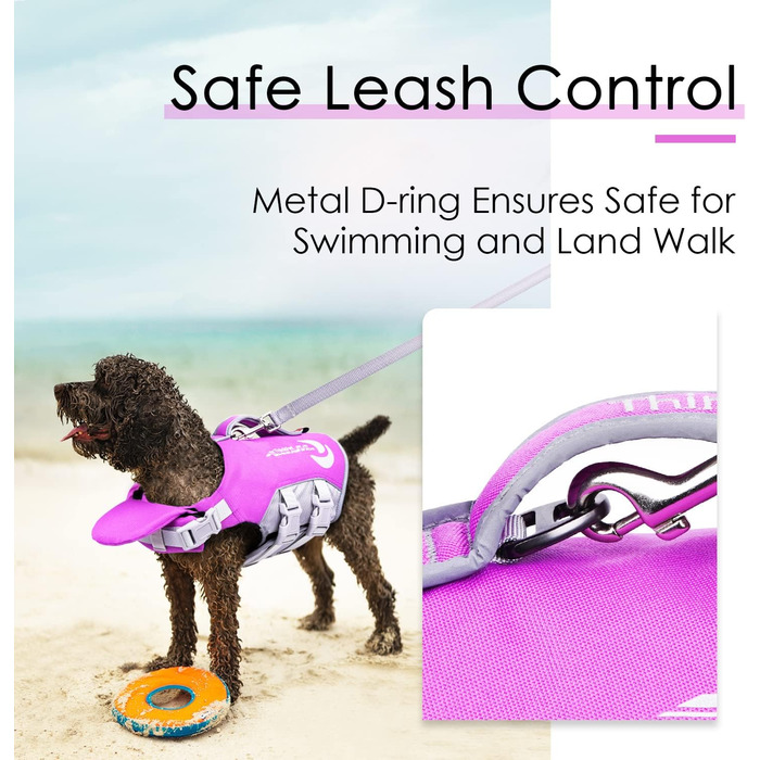 ThinkPet рятувальний жилет для собак, регульований, світловідбиваючий, з підйомною силою (фіолетовий, M)