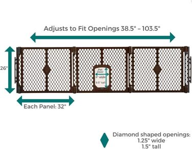 Laufstall для собак North States MYPET Petyard, 6 панелей, розкладний, 66 см, коричневий (для дому та вулиці)