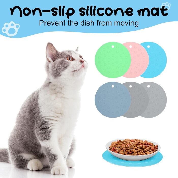 Набір мисок для котів з кераміки (3 шт.) з антиковзними килимками - Katzennapf
