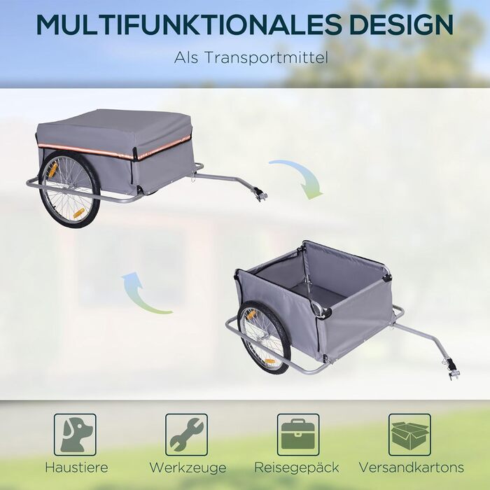 Причіп для велосипеда HOMCOM - вантажний причіп для дітей (сірий)