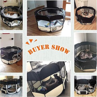 Вольєр для цуценят Melko 125x125x64 см, розкладний, чорний