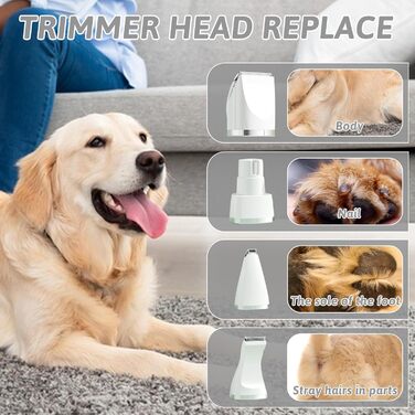 Машина для стрижки собак та котів 4 в 1 з 4 насадками: стрижка, триммінг, шліфування кігтів, видалення посічених кінчиків. Водонепроникна, для догляду за лапами, обличчям, тілом. Зелений/Білий колір