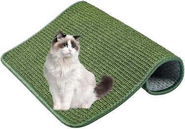 Килимок для котів Lukery з сизалю, 40x60 см, армійний зелений - захист від подряпин