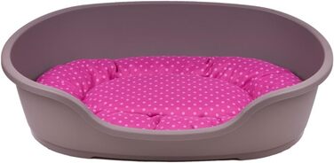 Корзина для собак Adena 58 x 38 см, бежева + подушка в горошок рожева 58 x 38 x 20 см