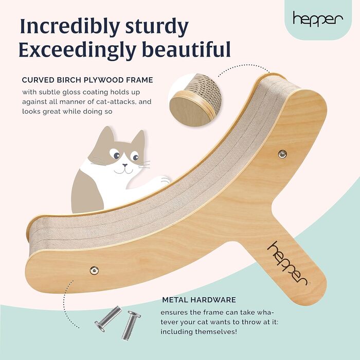 Котячий когтетоп Hepper Hi-Lo з картону та металу - 3 позиції, для великих котів, з дерев'яним каркасом