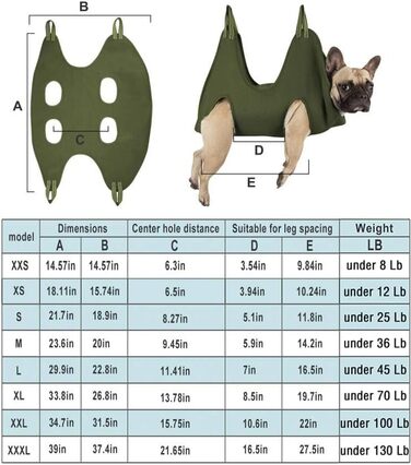 Набір для догляду за собакою Kkiimatt 10-в-1: гамак, триммер, пилка, ножиці. XXL (до 45,4 кг). Хакі