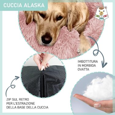 М'яке ліжко для собак та котів Alaska, знімний чохол, неслизьке, можна прати в машині – велике 81 см, рожеве