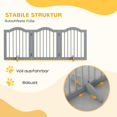 PawHut Barrier Dog 3 частини, 154,5 x 61 см складні ворота для собак з дверима, дверний щиток з 2 опорними ніжками, окремо стоячі сходові ворота для кухні, передпокою, світло-сірі | Аосом
