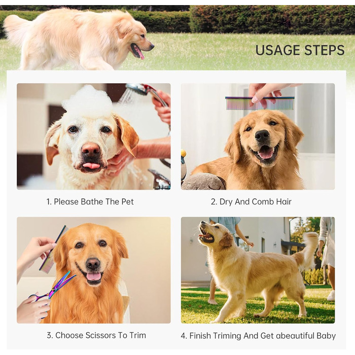 Набір ножиць для грумінгу собак 6-в-1: прямі, зігнуті, для стрижки та розрідження шерсті