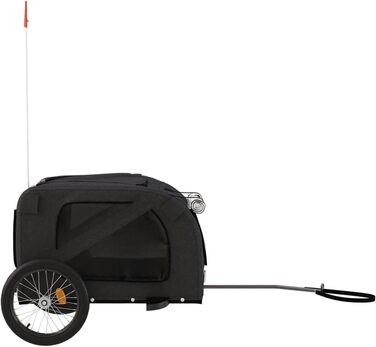 Фургон для собак VidaXL - чорний, 45 кг, з прапором та відбивачами, 133.5 x 69 x 73.5 см