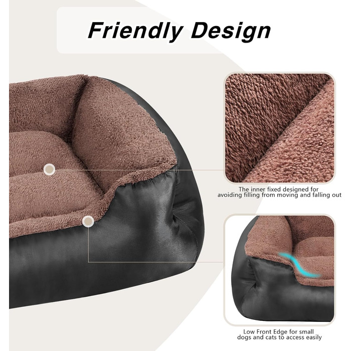 Ортопедичне ліжко для собак середніх порід, зручне, миюче, з неслизьким дном, чорного кольору, 79 x 59 x 18 см