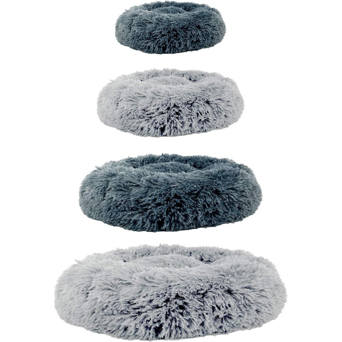 Кругле ліжко для собак та котів Donut, м'яке, пухнасте, темно-сіре, різні розміри та кольори