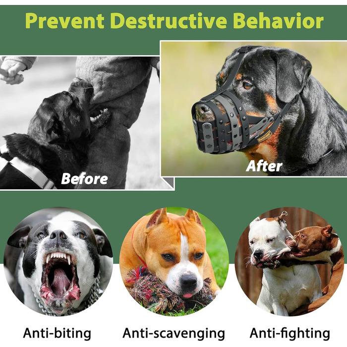 Нашийник-маска для собак Mayerzon Pitbull, L (обхват морди 29-33 см), чорний/сірий. Захист від укусів, безпечний для грумінгу та візитів до ветеринара.