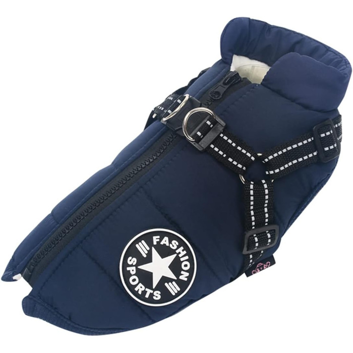 Водонепроникний жилет для собак на зиму Ectkuee, для маленьких собак, з D-порогом, блакитний (M)