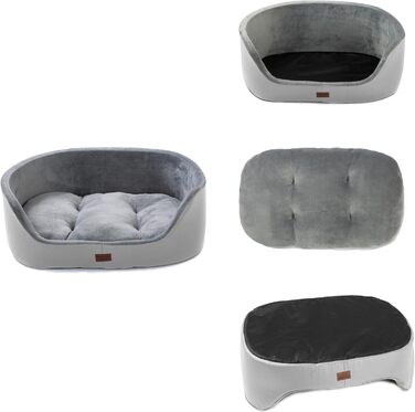 Кругле лежанка для собак середнього розміру Raikou, м'яка та зручна, з антиковзким покриттям. Підходить для собак та котів, сірого кольору (45 x 34 x 17 см)