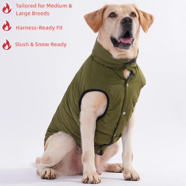 Зимова куртка для собак LovinPet, двостороння, розміри M, L, XL, куртка з ґудзиками, вітронепроникна, снігонепроникна та водонепроникна, темно-зелена та сіра для холодної погоди