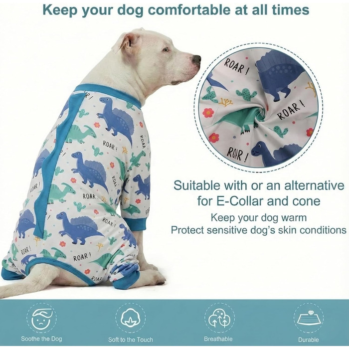 Піжама LovinPet для великих собак, чотирилапа, еластична, з захистом від сонця UV, анти-протікання, заспокійливий післяопераційний костюм для собак, для середніх та великих порід, зелено-помаранчевий / зелений / помаранчевий (білий / блакитний, розмір L)