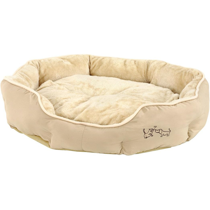 Кругле ліжко для собак та котів Dehner Lieblinge Sammy, бежеве, 57x52x14 см, поліестер