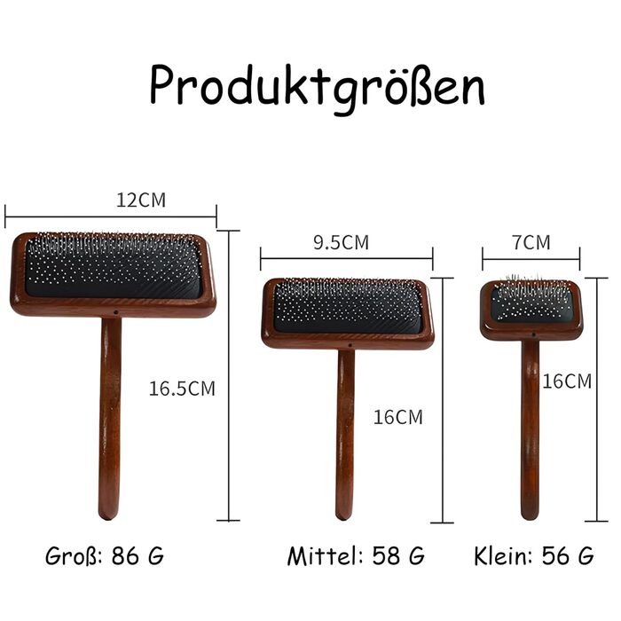 Професійна щітка для собак та котів 2 шт. + гребінець від бліх, дерев'яна, для довгої та короткої шерсті, видаляє ковтуни, для здоров'я шкіри, ергономічна (середня + дрібна зубці)