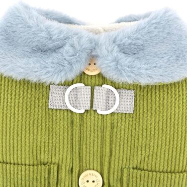 Зунеа Куртка для собак з кордурової тканини, тепла, з флісовою підкладкою, для цуценят, з кільцем D, мила, для холодної погоди, товста, для чихуахуа, зелена, розмір XL