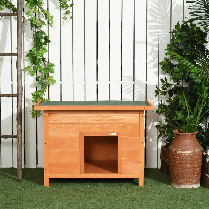PawHut Dog Kennel Затишна собача печера з ялинового дерева з дахом, ідеально підходить для собак і кішок, 82x58x58 см | Aosom