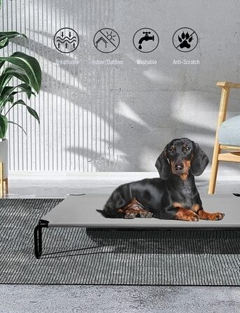 Підняте ліжко для собак BestVida, розмір S, 88,9x71,1x20,3 см, сіре