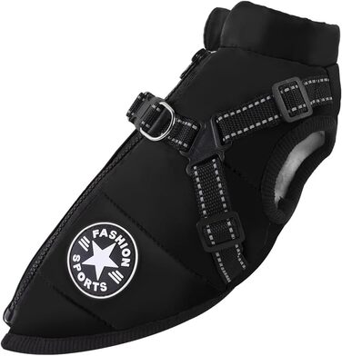 Водонепроникний зимовий одяг для собак Nordsee Pfote - тепла куртка з інтегрованим шлейкою та світловідбиваючими елементами, чорний, 5XL