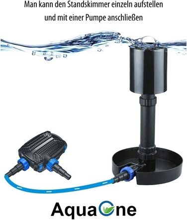 AquaOne Скіммер для ставка CSP-40, високоякісний поверхневий скіммер для очищення води у садовому ставку до 40 м², поверхневий фільтр-абсорбер, аксесуари для фільтрації та очищення ставка