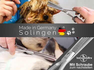 Професійні філірувальні ножиці для шерсті тварин Solingen, двосторонні, 15,24 см, для собак і котів, з гострим лезом, для проріджування шерсті, вироблено в Німеччині