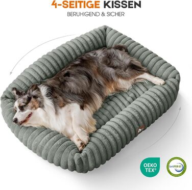 М'який лежак для собак, ортопедичний, великі породи, з підголовником, знімний, для собак XL, сірий (109x76x20 см)